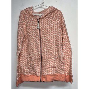 Cherokee Girls Zip Up Hooded Sweatshirt Size M 7 8 Peach White Geometric